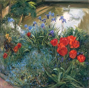 Tulipes Rouges et Oies - Timothy Easton
